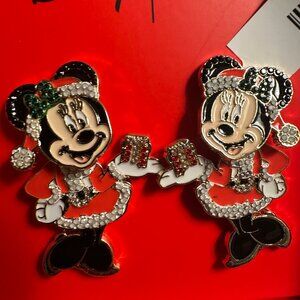 Disney Santa Minnie Mouse Baublebar Christmas Dangle Earrings NIB